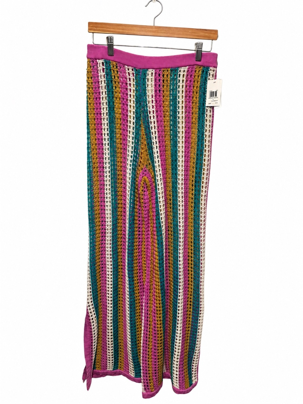 NWT Hurley Stripe Crochet Swim Cover-Up Pants in Pink Multi Color, Size Large - Picture 2 of 11